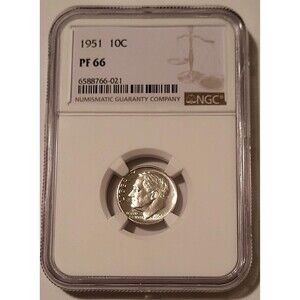 1951 Roosevelt Dime PF66 NGC Low Proof Mintage